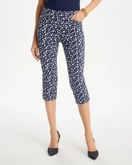 Passport Blue Brigitte™ Slim Printed Pull-On Capri Pant