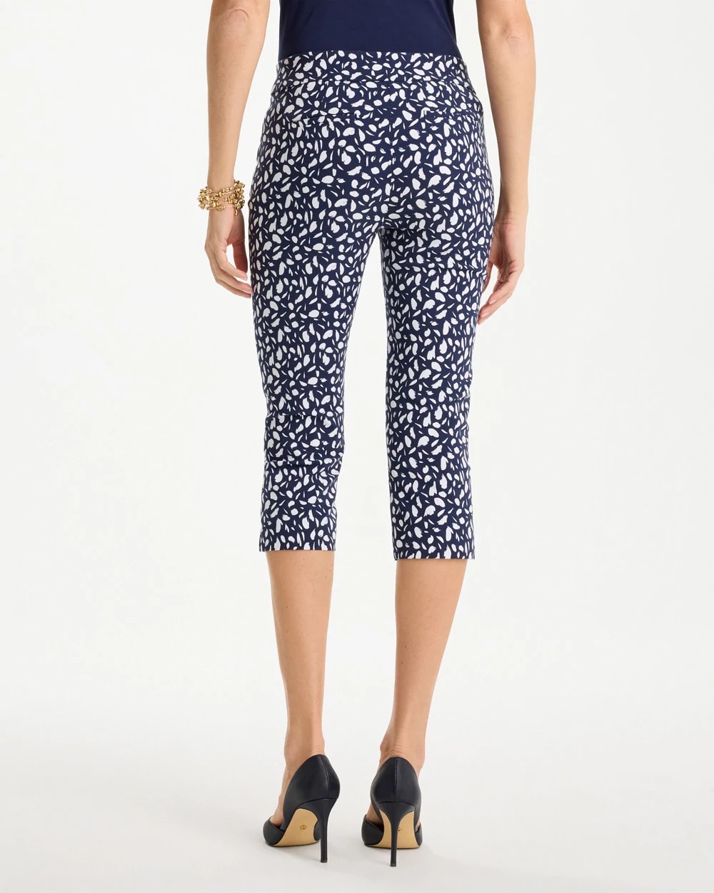 Passport Blue Brigitte™ Slim Printed Pull-On Capri Pant