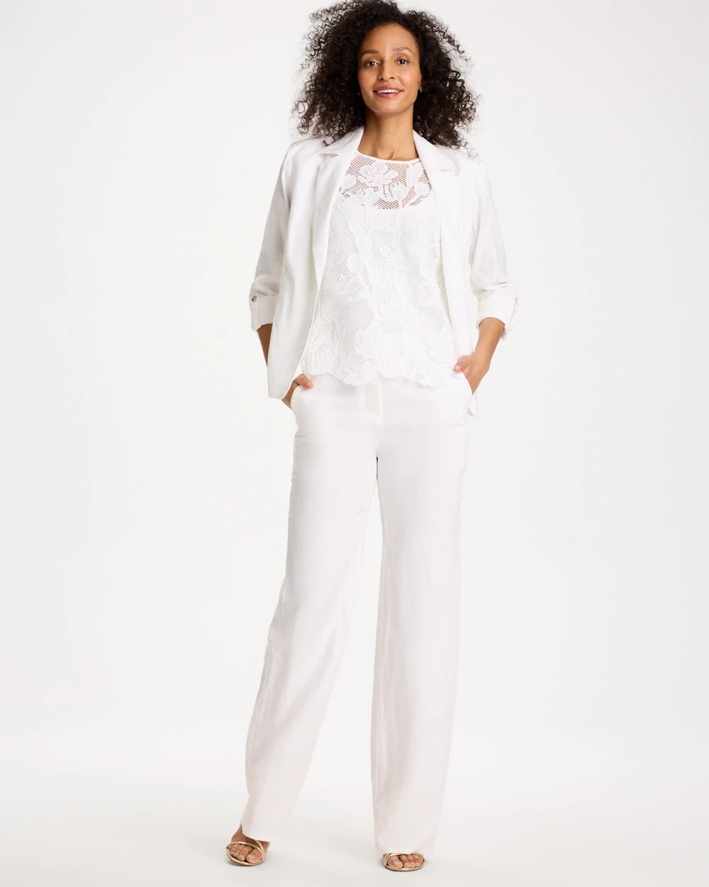 Alabaster Straight-Leg Linen Pants