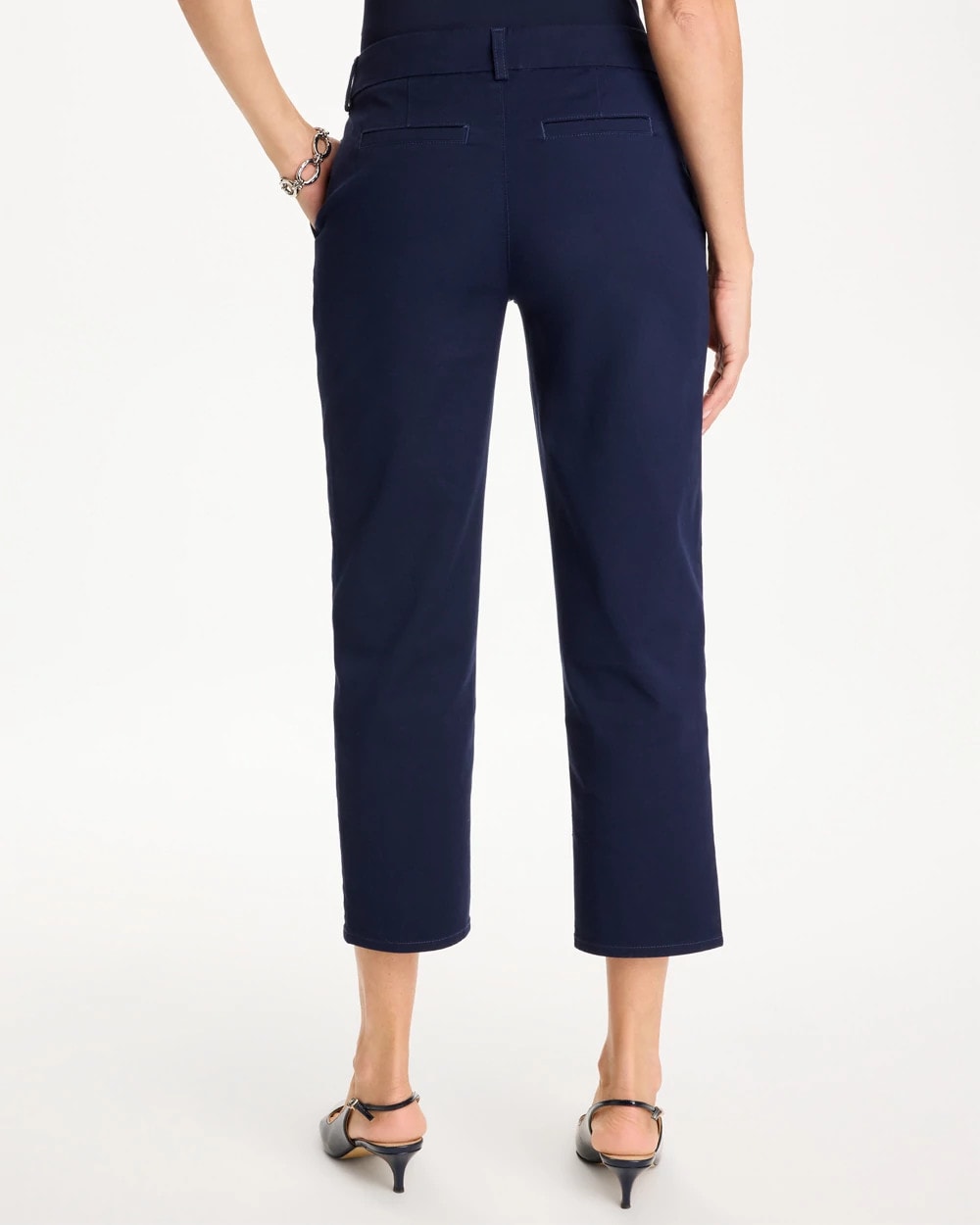 Passport Blue Relaxed Boyfriend Chino Crop Pants