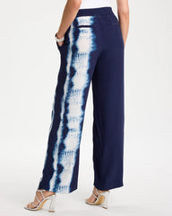Passport Blue Faux Silk Tie-Dye Palazzo Pants