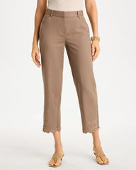 Topaz Smoke Linen Fly Front Pants