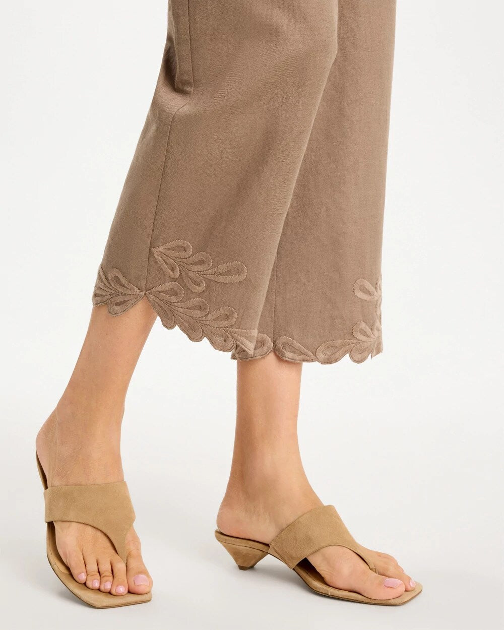 Topaz Smoke Linen Fly Front Pants