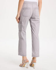 Titanium Poplin Cropped Roll Tab Pants