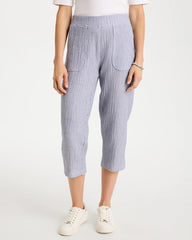 Blue Zenergy® Striped Gauze Cropped Pants