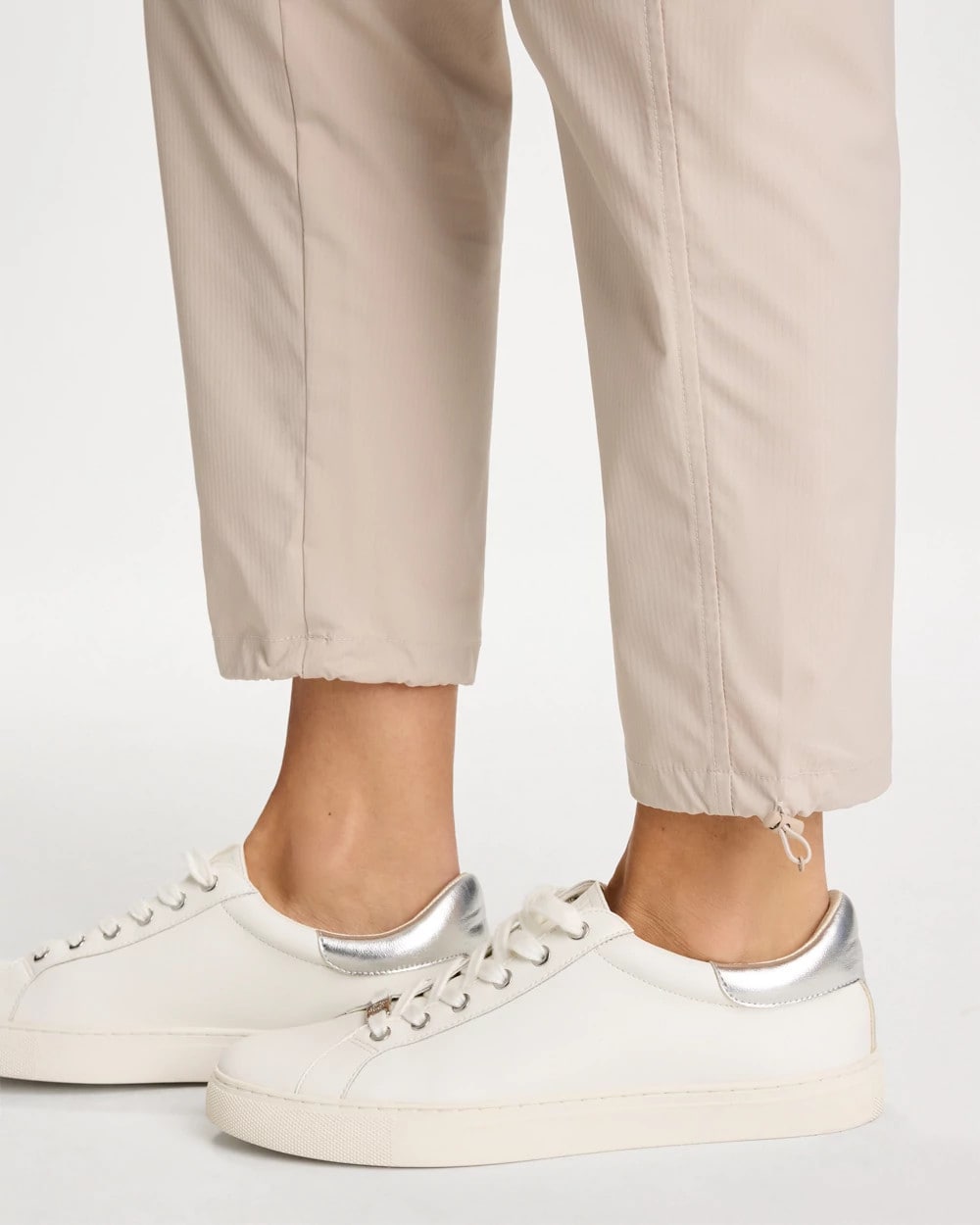 Smokey Taupe Zenergy® Striped UPF Bungee Crop Pants