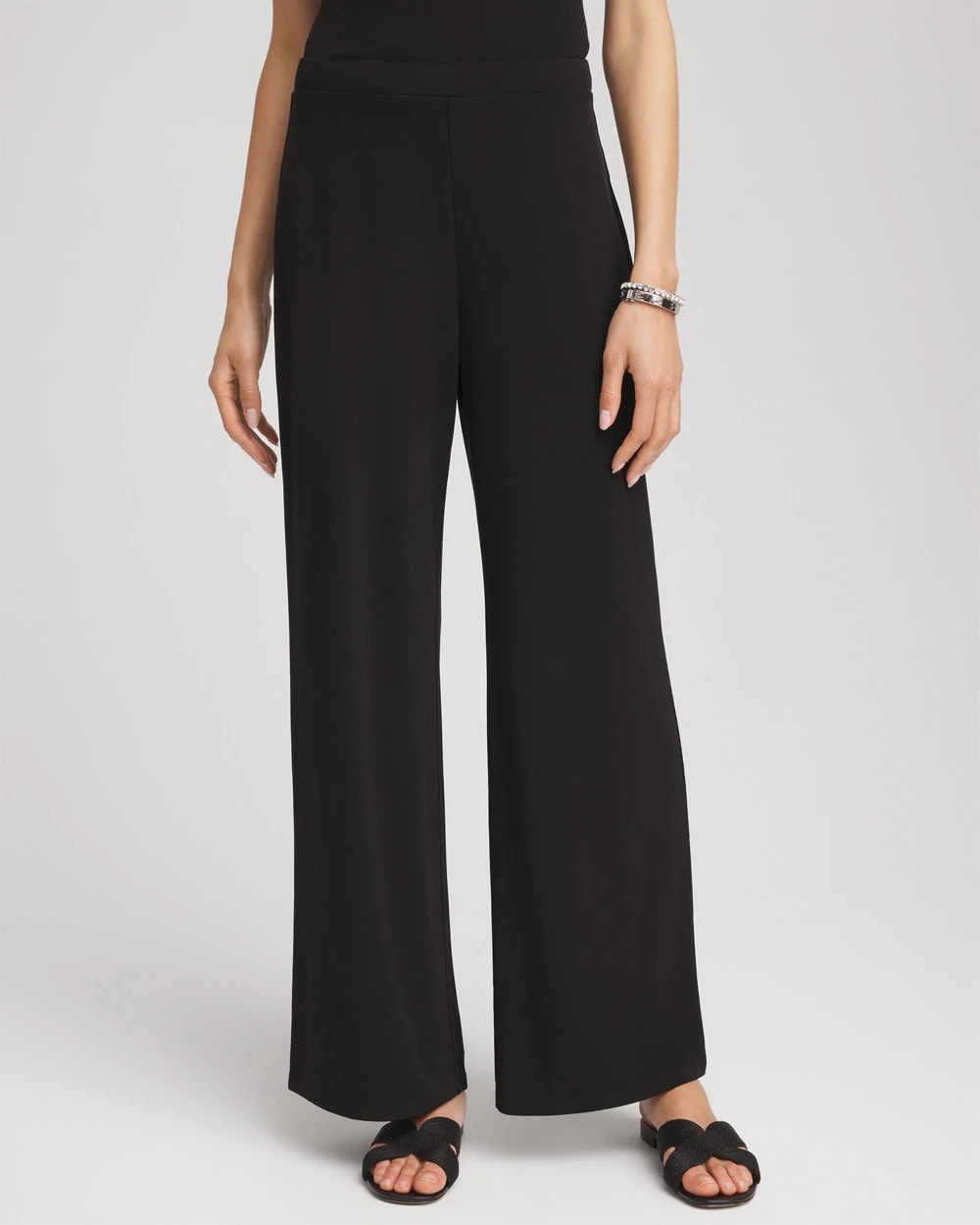 Black Travelers™ Knit Wide-Leg Pants