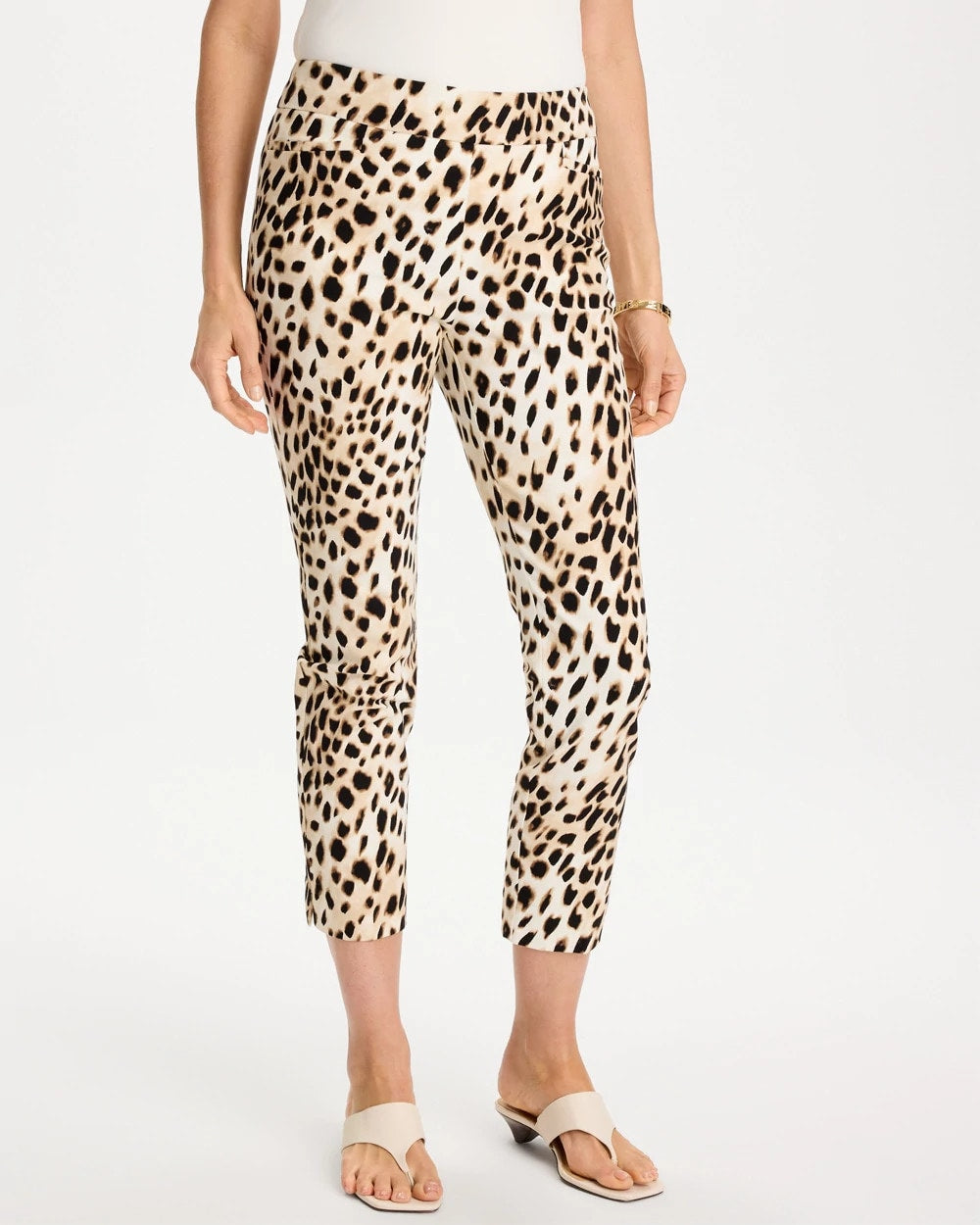 Black Animal Print Brigitte™ Slim Pull-On Crop Pant