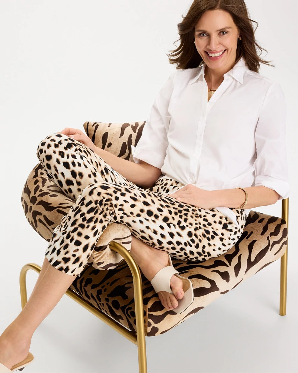 Black Animal Print Brigitte™ Slim Pull-On Crop Pant