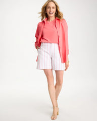 Calypso Coral Striped Rivet Denim Trouser Shorts