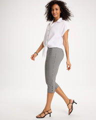Black Brigitte™ Slim Gingham Pull-On Capri Pant