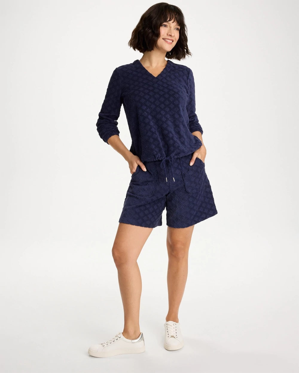 Passport Blue Zenergy® Terry Cloth Jacquard Shorts