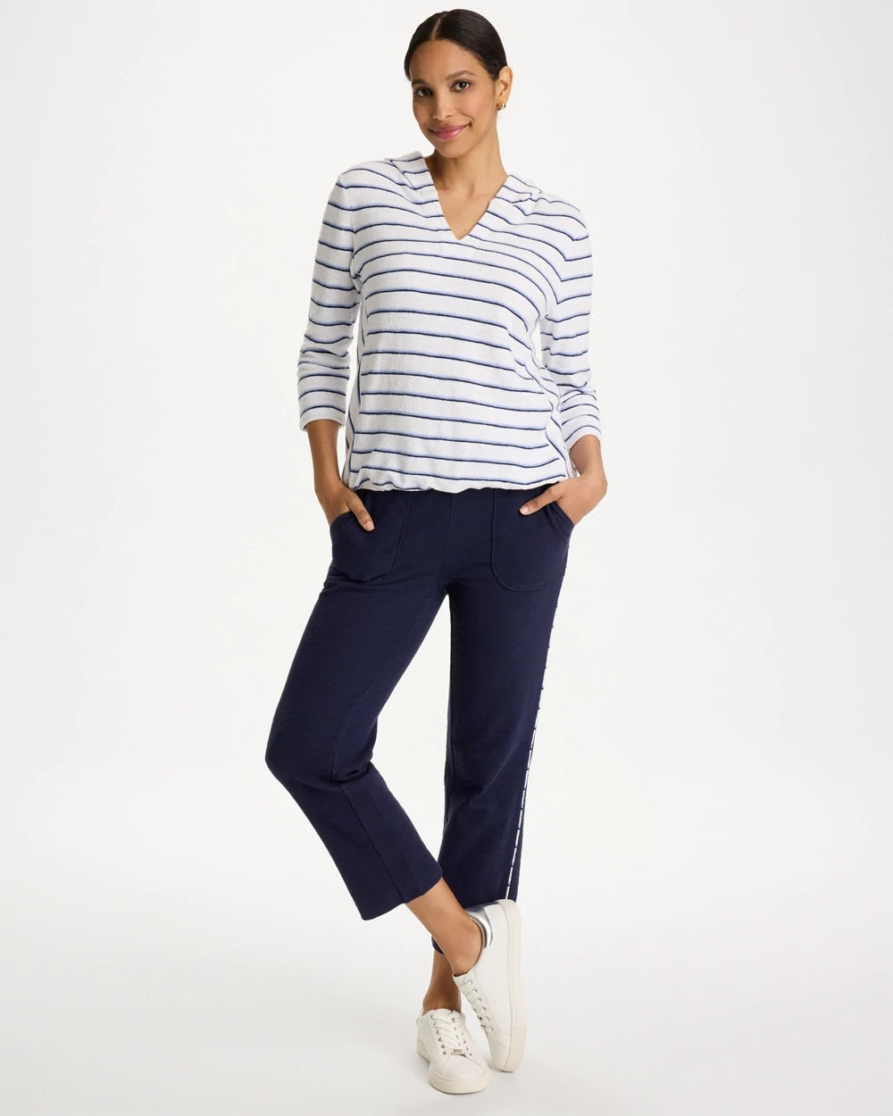 Passport Blue Zenergy® Jersey Striped Crop Pants