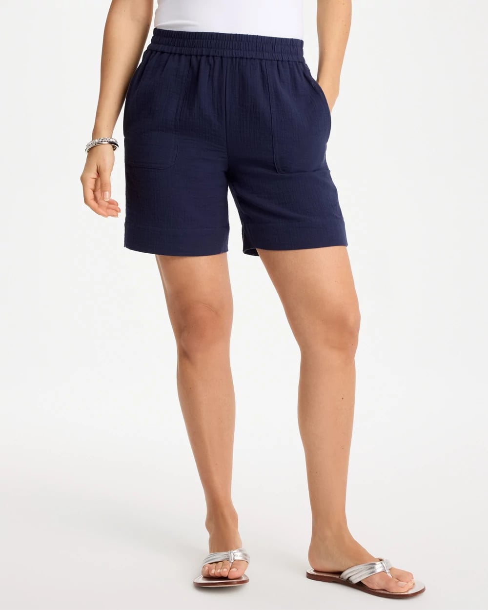 Passport Blue Gauze Cotton Shorts