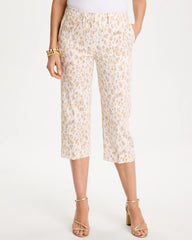 Mocha Mousse Animal Print Emme Sateen Straight Capri Pants