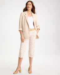 Mocha Mousse Animal Print Emme Sateen Straight Capri Pants