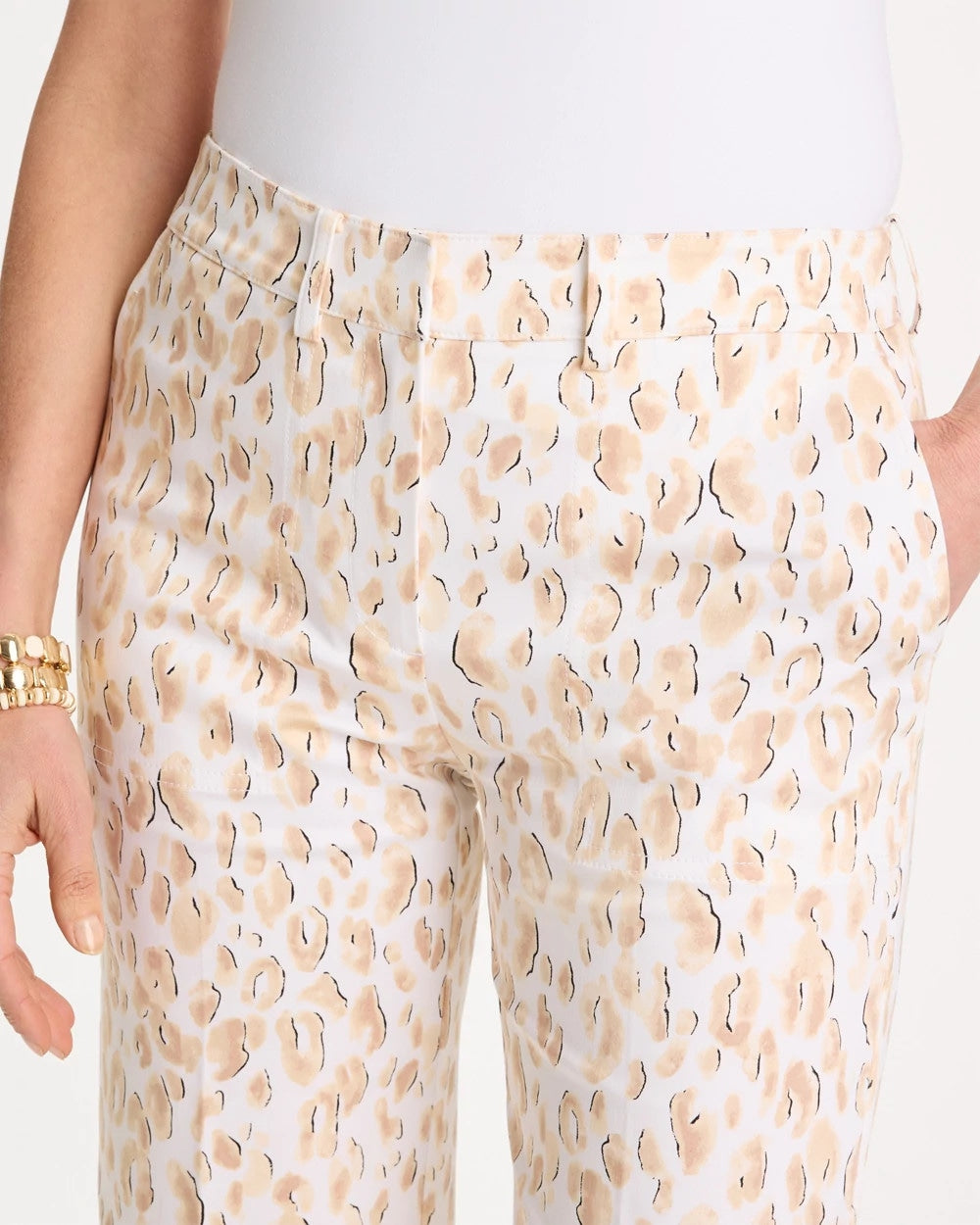 Mocha Mousse Animal Print Emme Sateen Straight Capri Pants