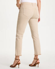 Smokey Taupe Girlfriend Slim Frayed Crop Jeans