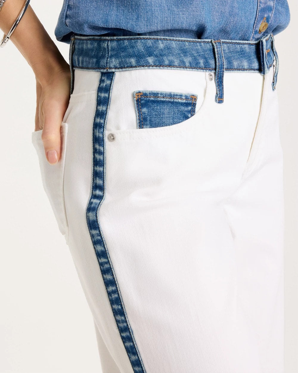 Alabaster Girlfriend Straight Colorblock Jeans