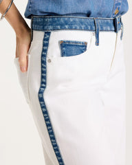 Alabaster Girlfriend Straight Colorblock Jeans