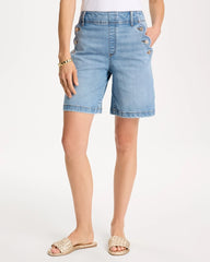 Blue Jay Indigo Pull-On Scallop Button Jean Shorts