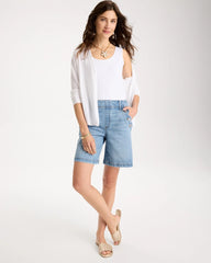 Blue Jay Indigo Pull-On Scallop Button Jean Shorts