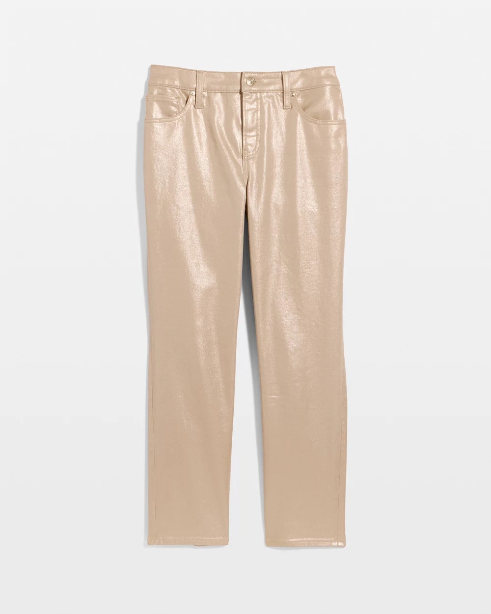 Gold Foil Coated Girlfriend Slim Coated Crop Jeans