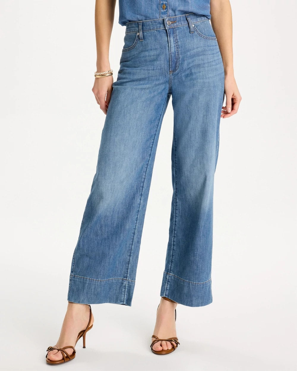 Lake Como Wash Lightweight Wide-Leg Ankle Jeans