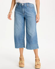 Burano Indigo Lightweight Wide-Leg Capri Jeans