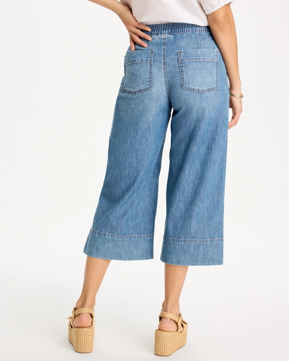 Burano Indigo Lightweight Wide-Leg Capri Jeans