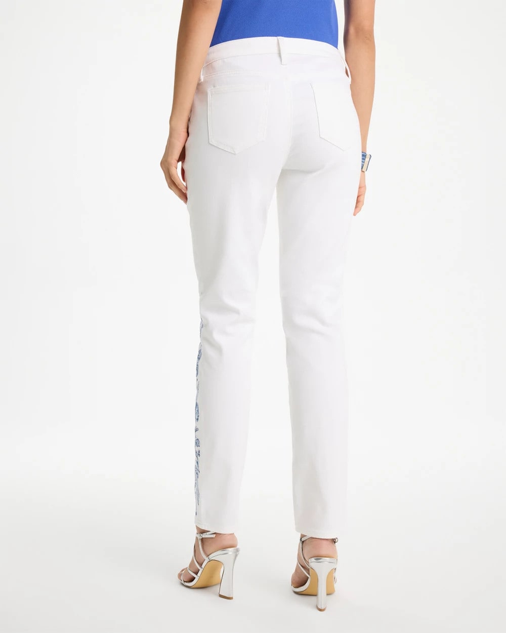 Alabaster Embroidered Girlfriend Slim Ankle Jeans