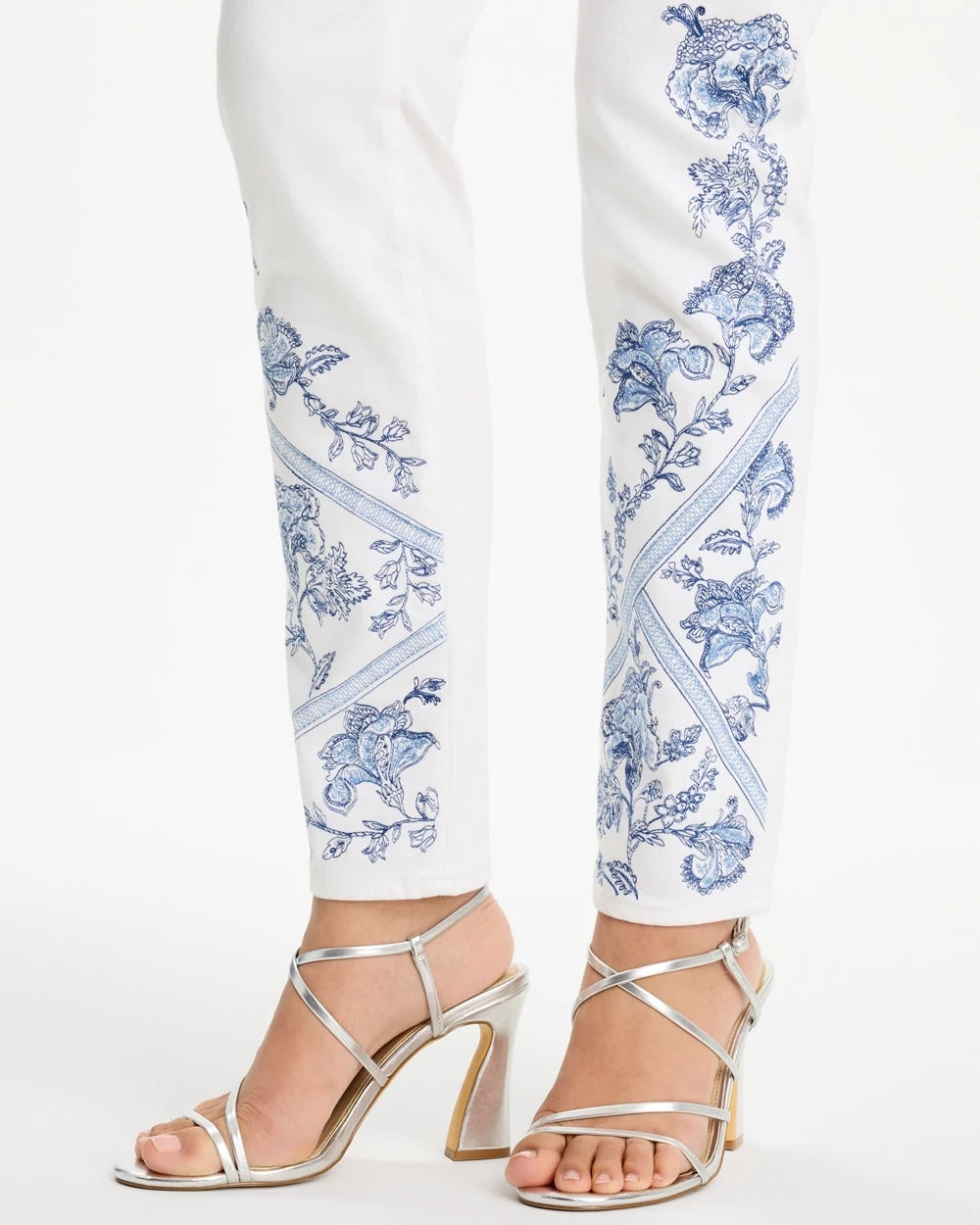 Alabaster Embroidered Girlfriend Slim Ankle Jeans