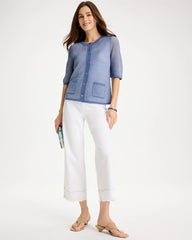 Alabaster Pull-On Wide-Leg White Crop Jeans