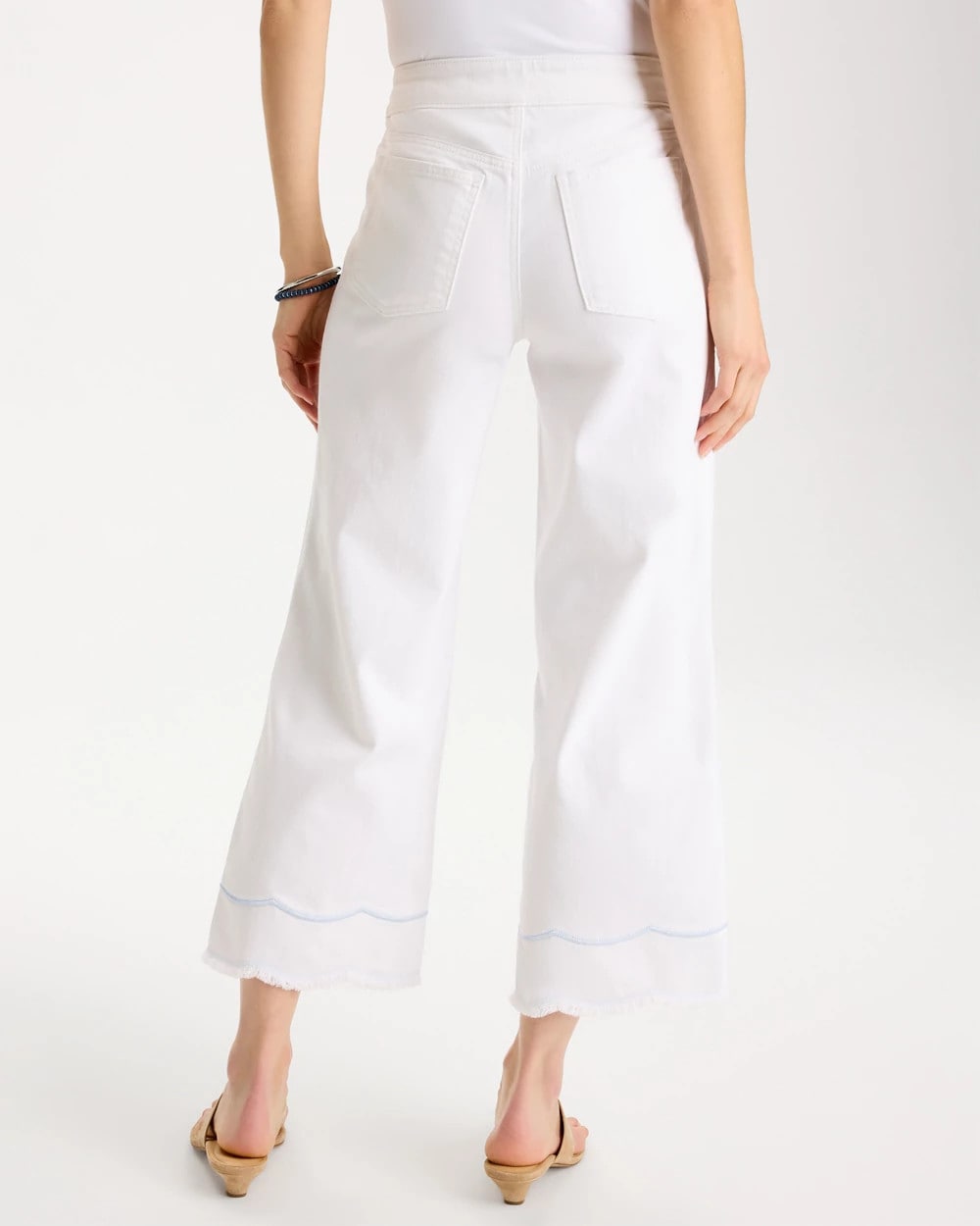 Alabaster Pull-On Wide-Leg White Crop Jeans