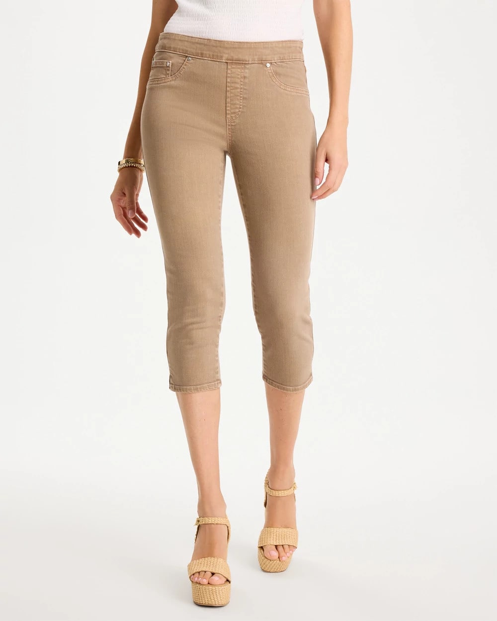 Topaz Smoke Pull-On Capri Jeans