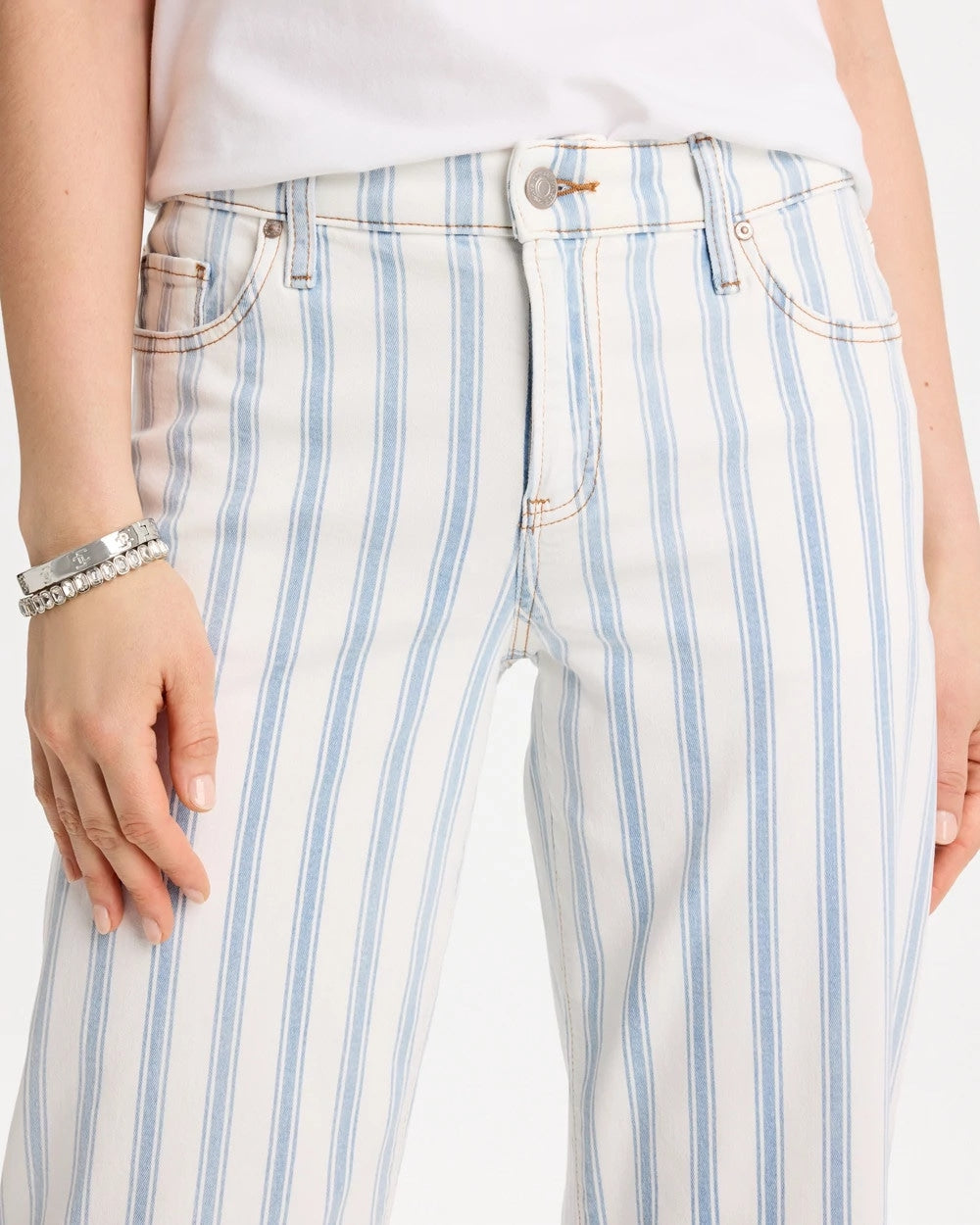 Bungalow Indigo Stripe Striped Relaxed Boyfriend Jean