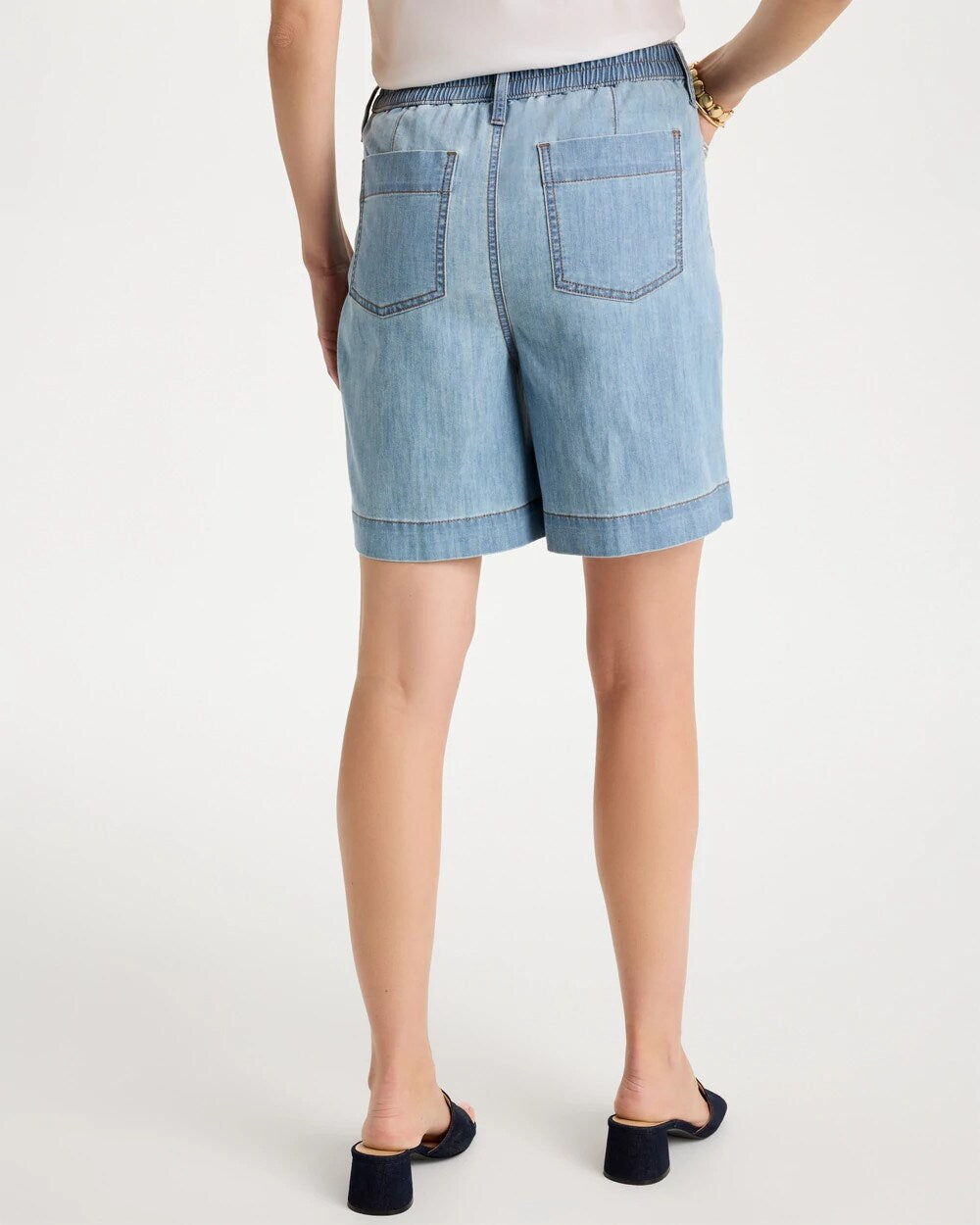 Graciela Indigo Embellished Lightweight Jean Shorts