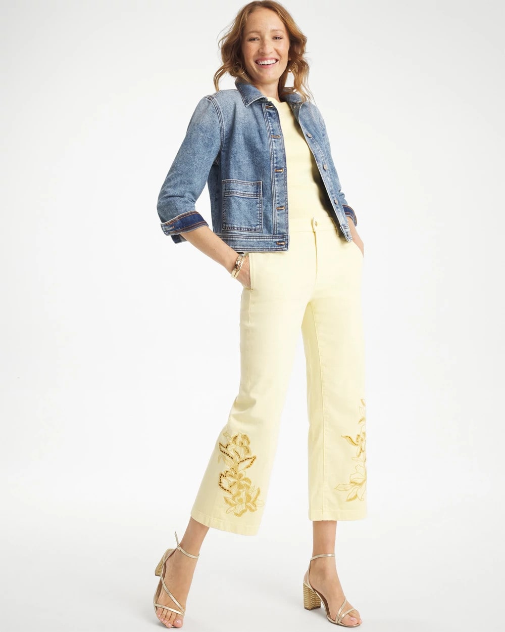 Golden Haze Trouser Cutwork Crop Jeans