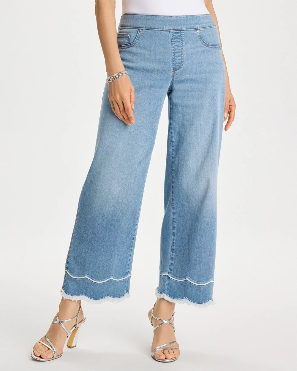 Blue Jay Indigo Scallop Pull-On Wide-Leg Crop Jeans