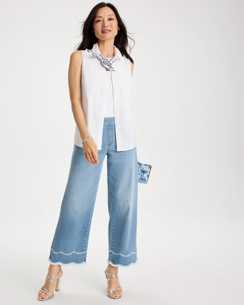Blue Jay Indigo Scallop Pull-On Wide-Leg Crop Jeans