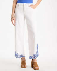 Alabaster Girlfriend Wide-Leg Cutout Crop Jean