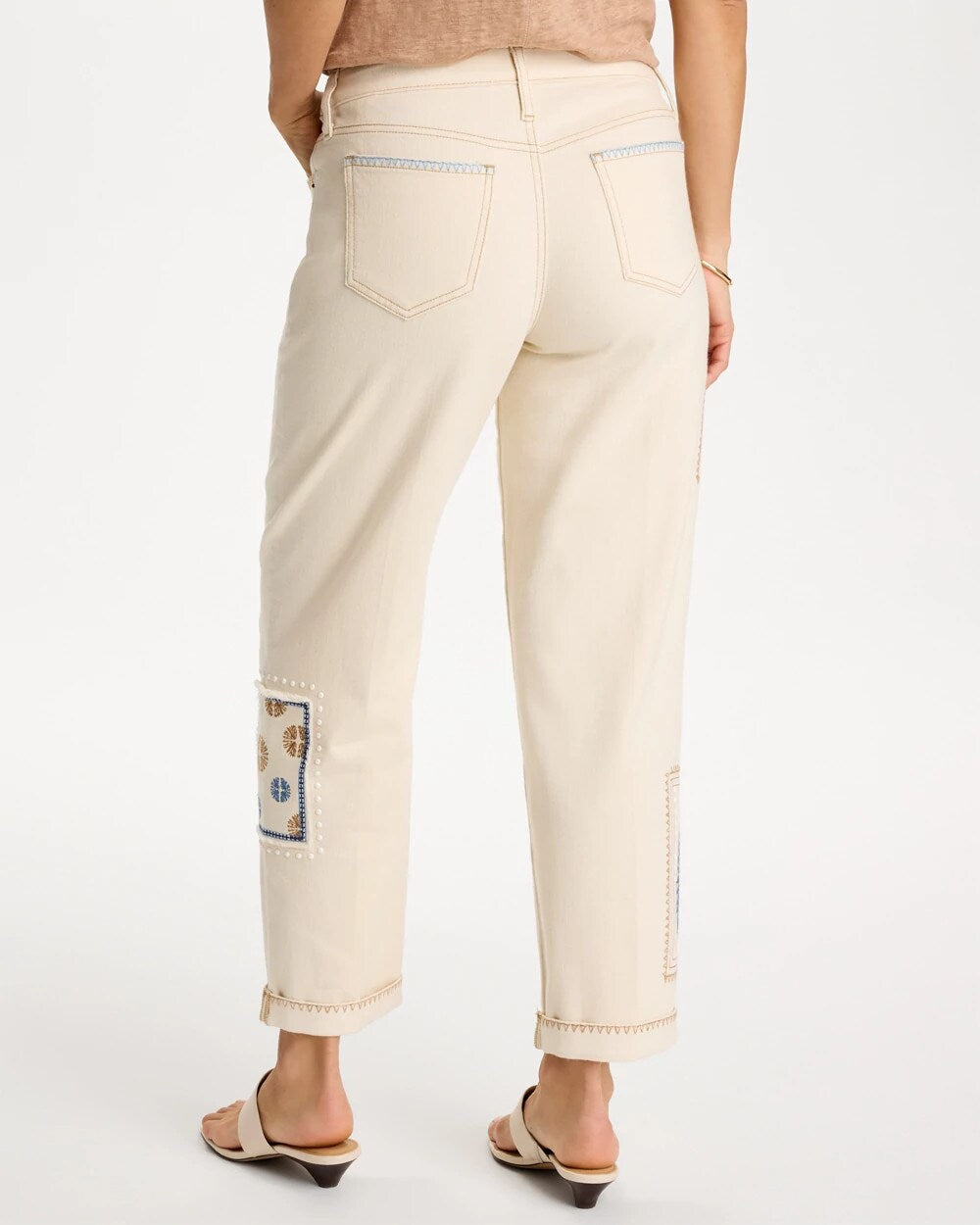 Natural Seeded Patchwork Relaxed Boyfriend Jean