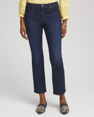 Dark Sapphire Indigo Girlfriend Kick Flare Jeans