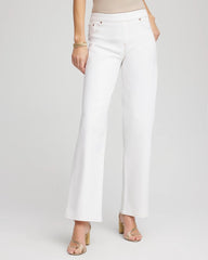 Natural Seeded Seeded Pull-On Wide-Leg Jeans