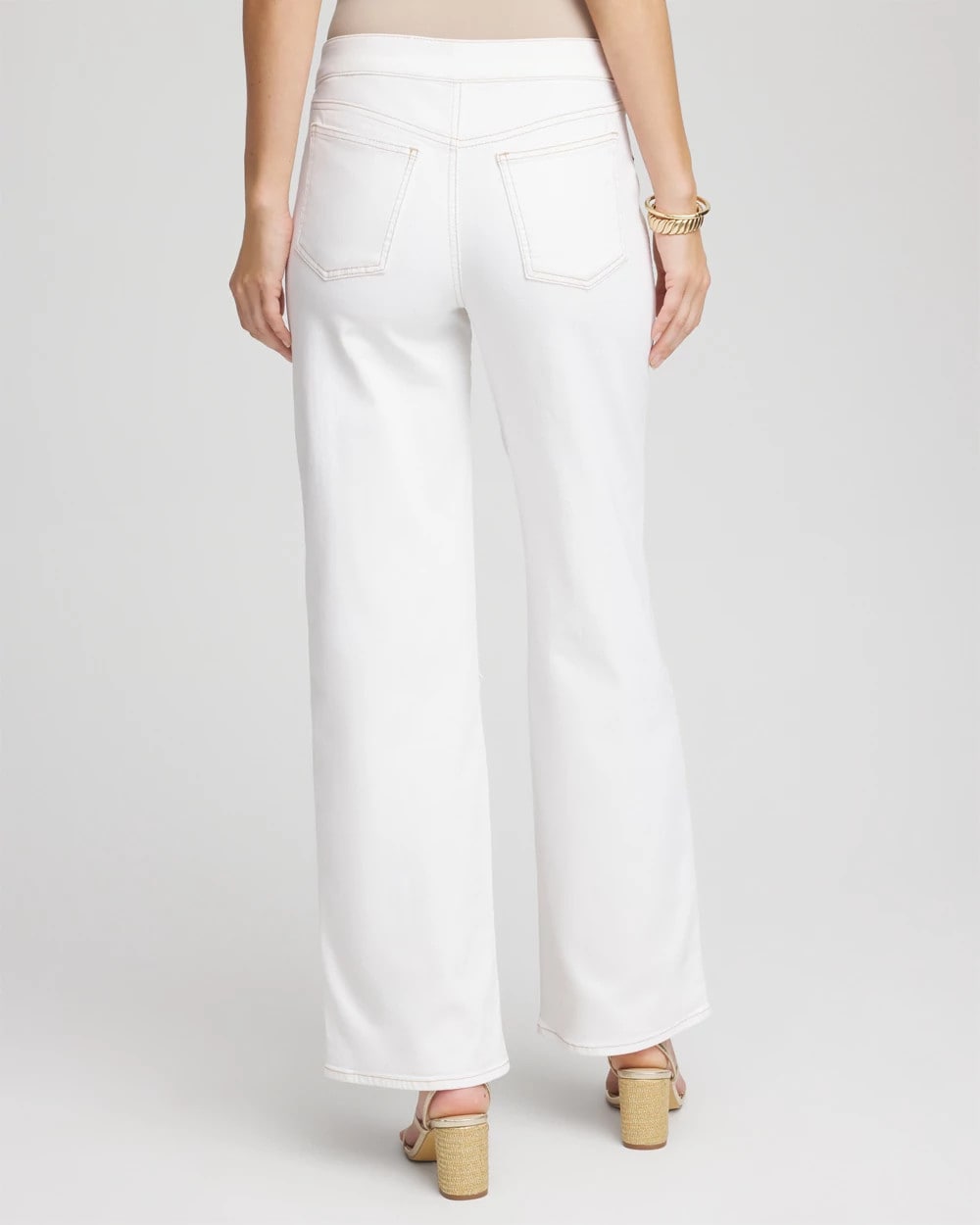 Natural Seeded Seeded Pull-On Wide-Leg Jeans