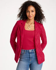 Cherry Lush Lace Cutwork Blazer