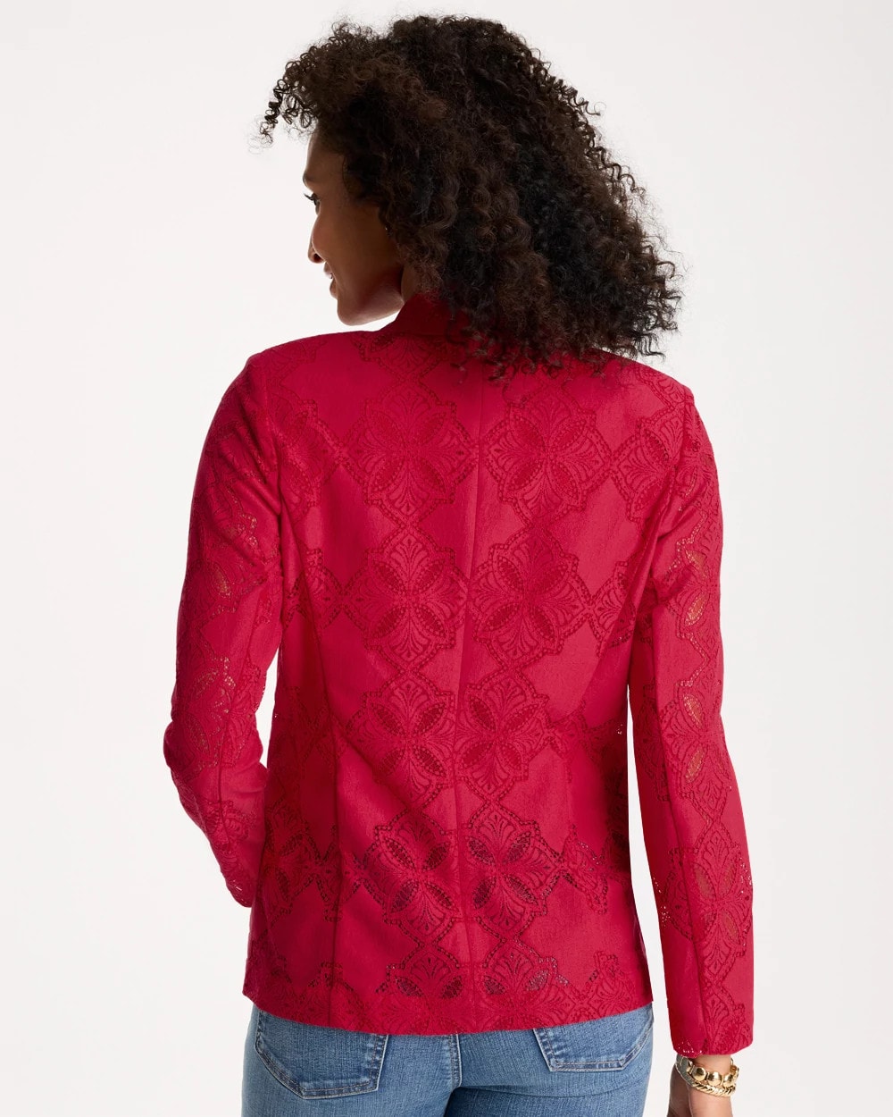 Cherry Lush Lace Cutwork Blazer