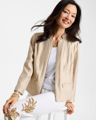 Khaki Sheen Stand Collar Jacket