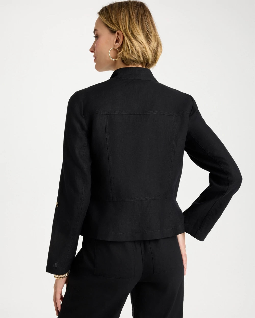 Black Linen Moto Jacket