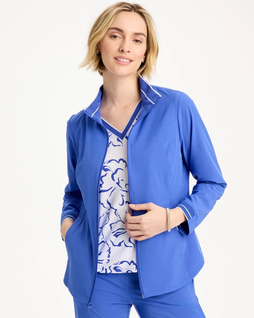 Amparo Blue Zenergy® UPF Mesh Trim Jacket